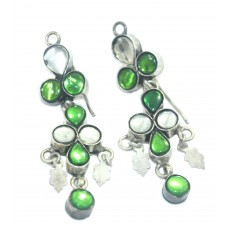 Earrings Silver 925 Sterling Dangle Drop Women Crystal Traditional Handmade B637